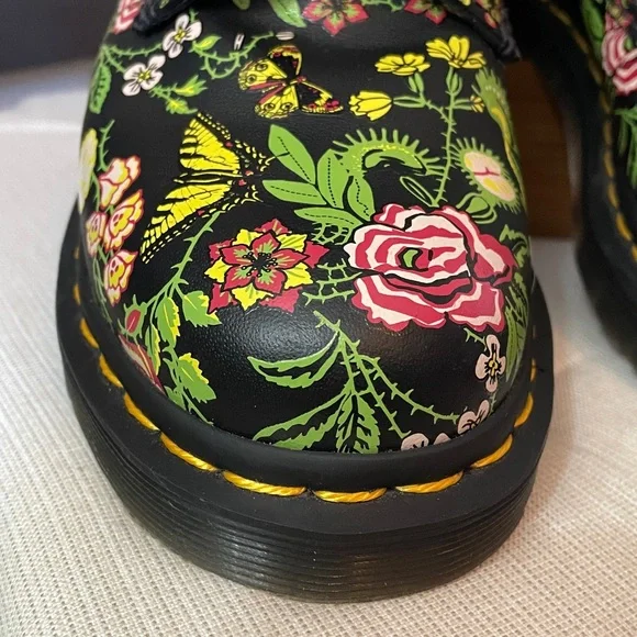 Dr Martens 1460 Floral Bloom Backhand Leather Lace Up Boots US L7 - Picture 7 of 17